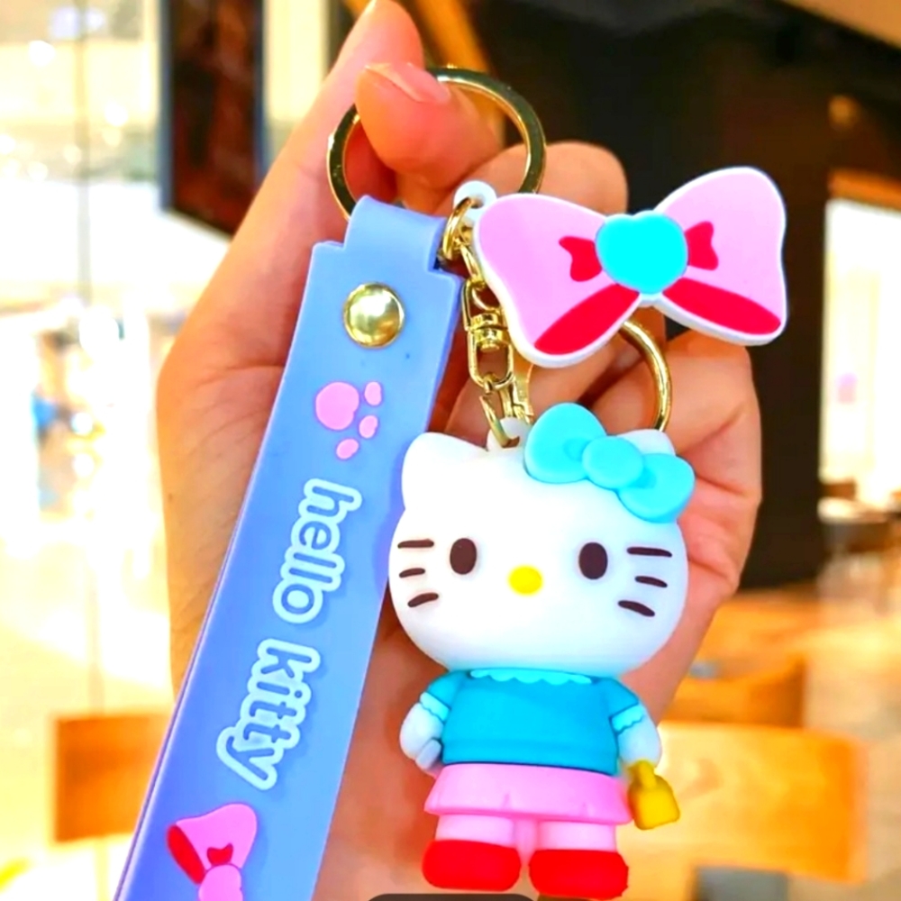Hello Kitty 3D Keychain Purple Wrist Strap, NEW